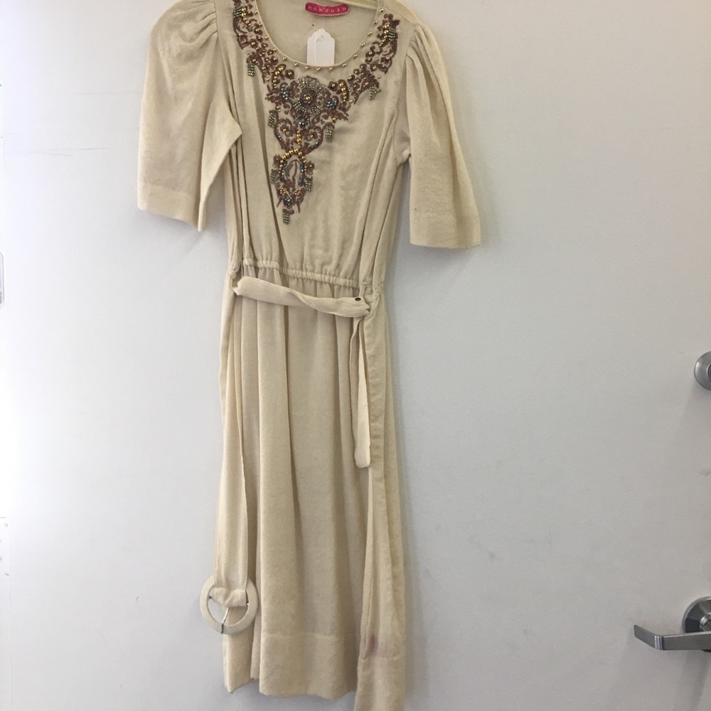 Manoush Beaded Neck Dress - Cream